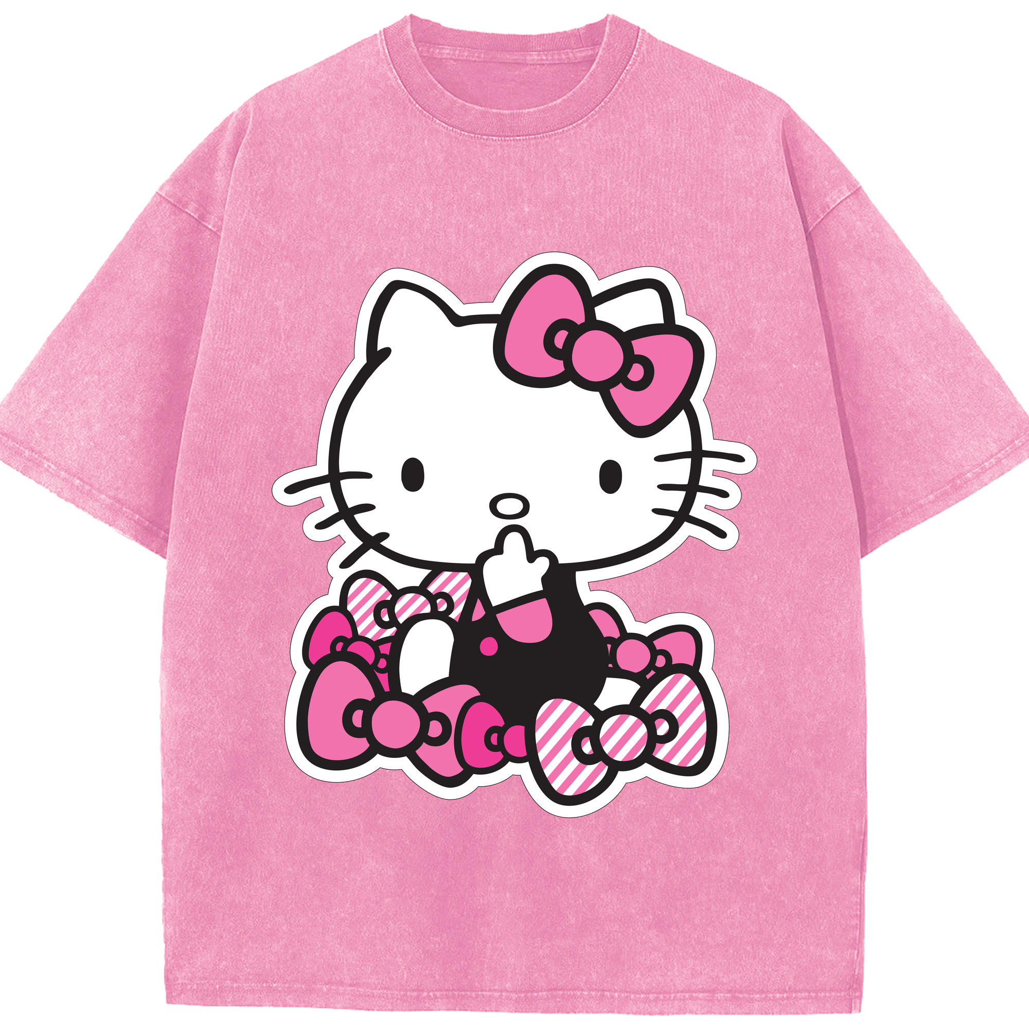 （画像用） Hello Kitty ハローキティ 綿100% ヴィンテージ風 半袖Tシャツ（フロントプリント）